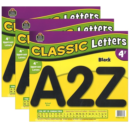 Black Classic Font 4in Letters Uppercase Pack, PK243